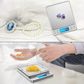Miniatyrbillede 3 af 5: Præcisionsvægt, 500g/0,01g, 0,01g Præcisionsvægt, Køkkenvægt med Tara- og Tællefunktion, LCD-display med Baggrundsbelysning (Sølv)