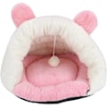 Miniatyrbillede 1 af 5: Kæledyrrede Pink Hvid Plys Sød Kaninform Kæledyr Vinter Varm Halvlukket Sovepose Trekant Rede Hus til Katte 38 x 45 x 25 cm / 14,96 x 17,72 x