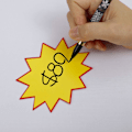Miniatyrbild 3 av 5: 600 st 3,5 x 4,7 tum Försäljningsskyltar för Butik, Tomma Starburst Butiksförsäljningsetiketter Iögonfallande Solstjärna Kampanjprislappar Ensidig