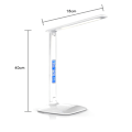 Miniatyrbillede 4 af 5: LED Skrivebordslampe med Trådløs Oplader, USB Opladningsport, Justerbar Foldbar Bordlampe med Ur, Alarm, Dato, Temperatur, 5-Niveaus Dæmpbar