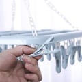 Miniatyrbild 2 av 5: Sock Drying Rack, Hängande Tvättställ med 32 Vindtäta Klämmor, Fällbar Underklädesstrumptork för Strumpor, Underkläder, Babykläder, Handdukar (Blå)