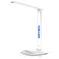 Miniatyrbillede 1 af 5: LED Skrivebordslampe med Trådløs Oplader, USB Opladningsport, Justerbar Foldbar Bordlampe med Ur, Alarm, Dato, Temperatur, 5-Niveaus Dæmpbar