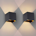 Miniatyrbillede 1 af 4: Sæt med 2 væglamper 12W LED soveværelse moderne interiør, op og ned design justerbar lampe, aluminium belysningsarmaturer sort LED væglampe til soveværelse