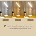 Miniatyrbilde 2 av 5: LED Skrivebordslampe Trådløs Oppladbar USB Batteri 2000mah, Berøringsdimmer Intensitet 3 Fargemoduser, Leselampe Tavle Barn Soverom