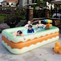 Miniatyrbillede 3 af 8: Oppustelig swimmingpool 3 lag foldbar PVC blæse swimmingpool til indendørs gårdhave orange 1,3 meter