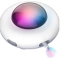 Miniatyrbillede 1 af 2: Interaktivt kattelegetøj til indendørs katte med roterende fjer, Ufo interaktivt elektronisk kattelegetøj (smart tilstand, lav støj, automatisk slukning, tilfældig bevægelse)