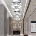 Miniatyrbillede 4 af 5: Rund krystal loftslampe lysekrone loftslampe til entré, stue, soveværelse og spisestue (hvid) - Hvid