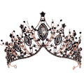 Miniatyrbillede 1 af 5: Dronningekrone Gotisk Rhinestone Bryllupstiarer og Krone til Brud Håndlavet Krystal Hårbøjle Tiara til Kvinder – Bryllup Halloween Faire Kostume