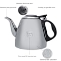 Miniatyrbilde 7 av 8: 1.2l 1.5L Rustfritt Stål Komfyrtopp Tekanne Kaffe Kjele Varmebestandig Håndtak 1.5L