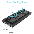 Miniatyrbillede 2 af 5: XBOX ONE S værts køleventilator Vertikal Stand med Køleventilator Spillekonsol Stand til Xbox One S med 3 USB-porte