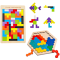 Miniatyrbillede 1 af 7: Tetris Tangram Træpuslespil Didaktisk Læringslegetøj Stk. Intelligens Pædagogisk Legetøj til Børn i Alderen 3 År og Op