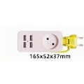 Pikkukuva 2 / 3: USB-virtalähde, joka on eurooppalaisten standardien mukainen, 1 pistorasia ja 4 USB-porttia, jatkojohto kytkimellä, 1,8 m valkoinen kaapeli