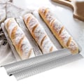 Miniatyrbillede 3 af 5: 2 Rums Baguette Bageplade Nonstick Brødbageplade Rustfrit Stål Bageform