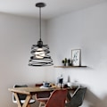 Miniatyrbillede 3 af 6: Sæt med 2 industrielle pendellamper jernbur fjederform Ø20cm E27 lysarmatur til restaurant, værelse, soveværelsesindretning, sort