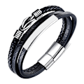 Miniatyrbild 1 av 5: Herr Läder Armband Svart, Herr Läder Armband, Flätad Läder Armband För Herrar, Herr Armband, Den Perfekta Presenten Till Fars Dag