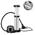Miniatyrbilde 2 av 5: Sykkelpumpe, 140 PSI Mini Bærbar Sykkelpumpe, Mini Fotpumpe med Trykkmåler, Dobbel Ventil Sykkelpumpe for Sykler, Motorsykler, Svømming