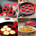 Miniatyrbild 2 av 5: 7 hål pannkaksmulor ring stekt äggform återanvändbar silikon non stick pannkaksmaskin äggring gör snabbt en tårta åt dig för att spara dyrbar tid