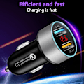 Miniatyrbillede 4 af 5: Biloplader Quick Charge 3.0 - Dobbelt USB 5.4A/30W Hurtig Biloplader Adapter - QC 3.0 3A + Smart IC 2.4A Sølv