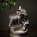 Miniatyrbilde 2 av 5: Elefant Røkelsesholder med 20 Refluks Røkelseskjegler, Asiatisk Keramisk Refluks Røkelsesbrenner Røkelsesholder