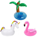 Miniatyrbillede 1 af 6: Oppustelige drikkeholdere, enhjørning flamingo palmeø frugt 3 stk.