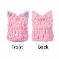 Miniatyrbillede 2 af 7: 2 stk. Ultra Absorberende Hår Hurtigtørrende Håndklæde Mikrofiber Hårtørre Wrap Turban Sød Katteøre Hætte Bade Værktøj Hat til Kvinder Piger