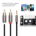 Miniatyrbillede 1 af 2: 1m Høj Kvalitet 3.5mm Han til 2 RCA Han Audio Adapter Kabel Y Splitter Aux Ledning (Sort)