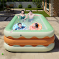 Miniatyrbillede 4 af 8: Oppustelig swimmingpool 3 lag foldbar PVC blæse swimmingpool til indendørs gårdhave orange 1,3 meter
