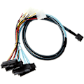 Miniatyrbilde 1 av 5: Intern Mini SAS SFF-8643 til (4) 29-pinners SFF-8482-kontakter med SATA-strøm, 1M / 3,3FT