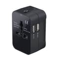 Universell reseadapter med dubbla USB 2.1A-uttag och multifunktionskontaktomvandlare Black