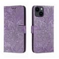 Lace Flower Läder Telefonfodral För iPhone 15 Plus Purple