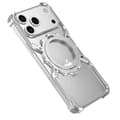 TKdaddy Magnetisk Etui til iPhone 17 Pro Max, Lysende Støttefod, Aluminiumlegering, X-Formet Kofanger, Sølvfarvet