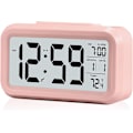 Miniatyrbild 1 av 5: Digital väckarklocka, batteridriven liten bordslampa, med datum, inomhustemperatur - Rosa