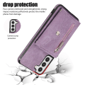 Miniatyrbild 4 av 5: Telefonfodral för Samsung Galaxy S22 5G med stativ, RFID-blockering, kortficka, PU-läder + TPU-skal Purple