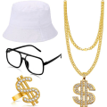 Miniatyrbild 1 av 5: Hiphop-Kostymset 80-tal 90-tal Hiphop Halsband Tillbehör Fest white