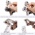Miniatyrbild 5 av 9: Genomföringssats 100 set Genomföringar Öljetter 6 mm 10 mm 12 mm 14 mm Innerdiameter Silver för Kläder Skor Väska Läder Hantverk DIY 10mm