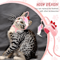 Miniatyrbild 5 av 5: Huvudmonterade kattleksaker Cat Teaser-leksak med fjädrar Interaktiva kattleksaker Katthuvudbonader för inomhus utomhus Pink