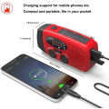 Miniatyrbild 3 av 8: Vevradio med solceller & ficklampa - 2000mAh Powerbank - Svart