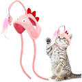 Miniatyrbild 1 av 5: Huvudmonterade kattleksaker Cat Teaser-leksak med fjädrar Interaktiva kattleksaker Katthuvudbonader för inomhus utomhus Pink