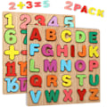 Miniatyrbild 1 av 5: Wooden Puzzles for Kids - 20-Piece Numbers & 26-Piece ABC Alphabet