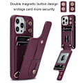 Miniatyrbild 5 av 5: Armbandskal med kortfack för iPhone 13 Pro Max - PU-läder + TPU Wine Red