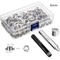 Miniatyrbild 6 av 9: Genomföringssats 100 set Genomföringar Öljetter 6 mm 10 mm 12 mm 14 mm Innerdiameter Silver för Kläder Skor Väska Läder Hantverk DIY 10mm