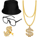 Miniatyrbild 1 av 6: Hiphop-Kostymset 80-tal 90-tal Hiphop Halsband Tillbehör Fest black