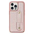 Miniatyrbild 3 av 5: Armbandskal med kortfack för iPhone 13 Pro Max - PU-läder + TPU Rose Gold