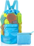 Nätstrandleksaksbag, Strandleksaksförvaringsväska Stor Nylon Dragsko