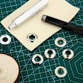 Miniatyrbild 2 av 9: Genomföringssats 100 set Genomföringar Öljetter 6 mm 10 mm 12 mm 14 mm Innerdiameter Silver för Kläder Skor Väska Läder Hantverk DIY 10mm