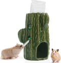 2-i-1 Justerbar Hamstervattenflaska, 80 ml Gerbil Vattenflaska med Ställ, Droppsäker Tuggsäker Keramisk Vattenflaskhållare (Mörkgrön)