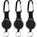 Miniatyrbild 1 av 5: 3-pack ID-kort Jojo Robust utdragbar nyckelring Inbyggd nyckelrullnyckel Jojo nyckelring med 65 cm/25 tum stålkabel, svart