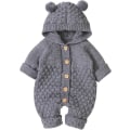 Miniatyrbild 1 av 6: Nyfödd Baby Öronhuva Stickad Romper Jumpsuit Varmare Snödräkt för Pojkar Flickor Grå 73cm Gray