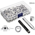 Miniatyrbild 1 av 9: Genomföringssats 100 set Genomföringar Öljetter 6 mm 10 mm 12 mm 14 mm Innerdiameter Silver för Kläder Skor Väska Läder Hantverk DIY 10mm