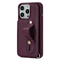 Miniatyrbild 4 av 5: Armbandskal med kortfack för iPhone 13 Pro Max - PU-läder + TPU Wine Red